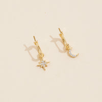 Northern Star & Moon 18K Gold Dip Basic Hoop Earrings