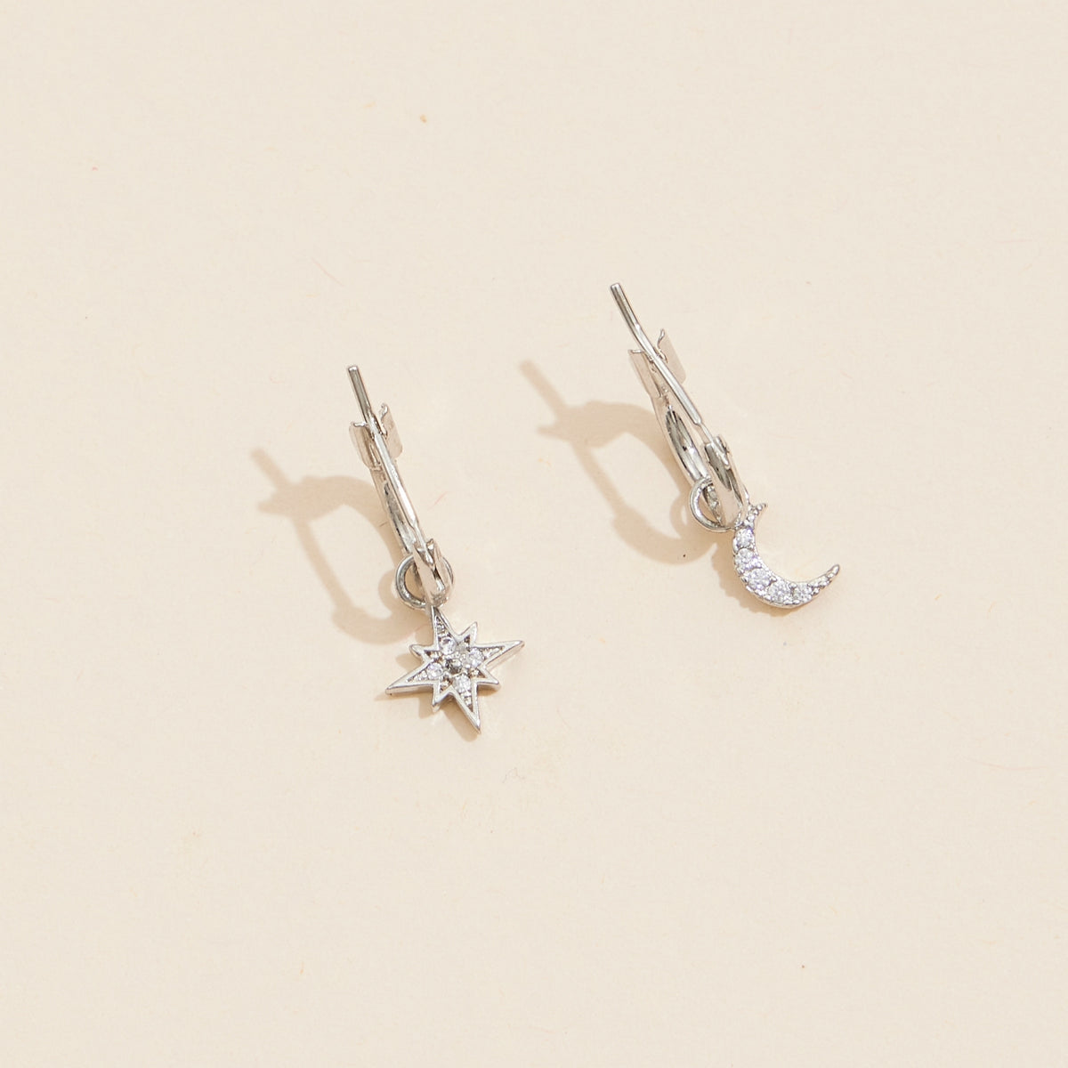 Northern Star & Moon 18K Gold Dip Basic Hoop Earrings