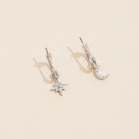 Northern Star & Moon 18K Gold Dip Basic Hoop Earrings