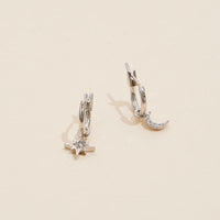 Northern Star & Moon 18K Gold Dip Basic Hoop Earrings