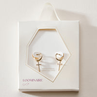 18K Gold Dipped CZ Cross Hoop Earrings