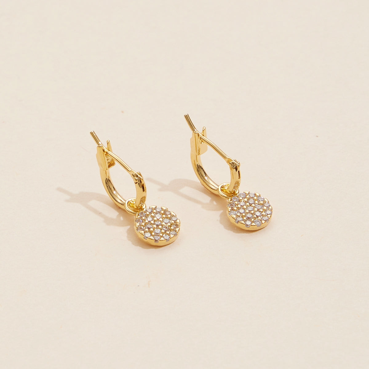Round Charm 18K Gold Dip Basic Hoop Earrings