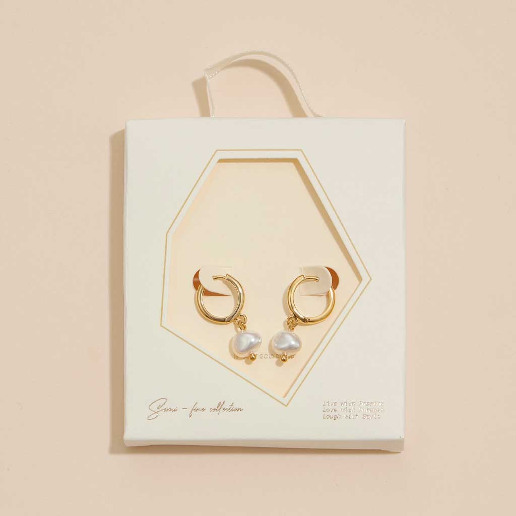 18K Gold Dipped Faux Freshwater Pearl Hoop Earrings