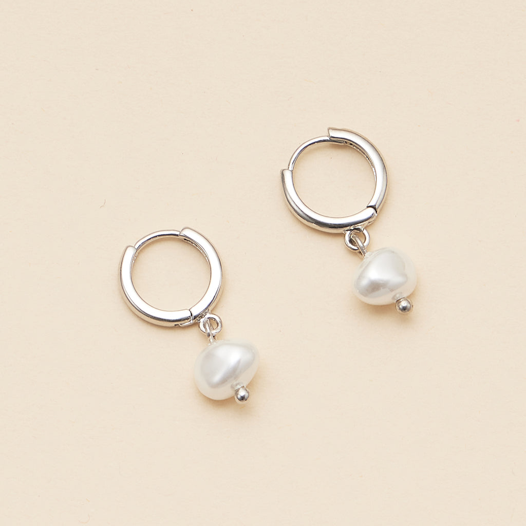 18K Gold Dipped Faux Freshwater Pearl Hoop Earrings