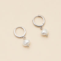 18K Gold Dipped Faux Freshwater Pearl Hoop Earrings