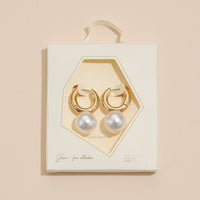 Pearl Charm 18K Gold Dip Chunky Hoop Earrings