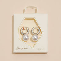 Pearl Charm 18K Gold Dip Chunky Hoop Earrings