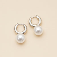 Pearl Charm 18K Gold Dip Chunky Hoop Earrings