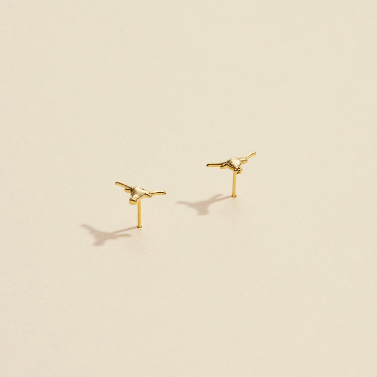 Bull Head Gold Dip Stud Earrings