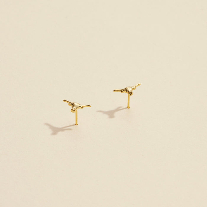 Bull Head Gold Dip Stud Earrings