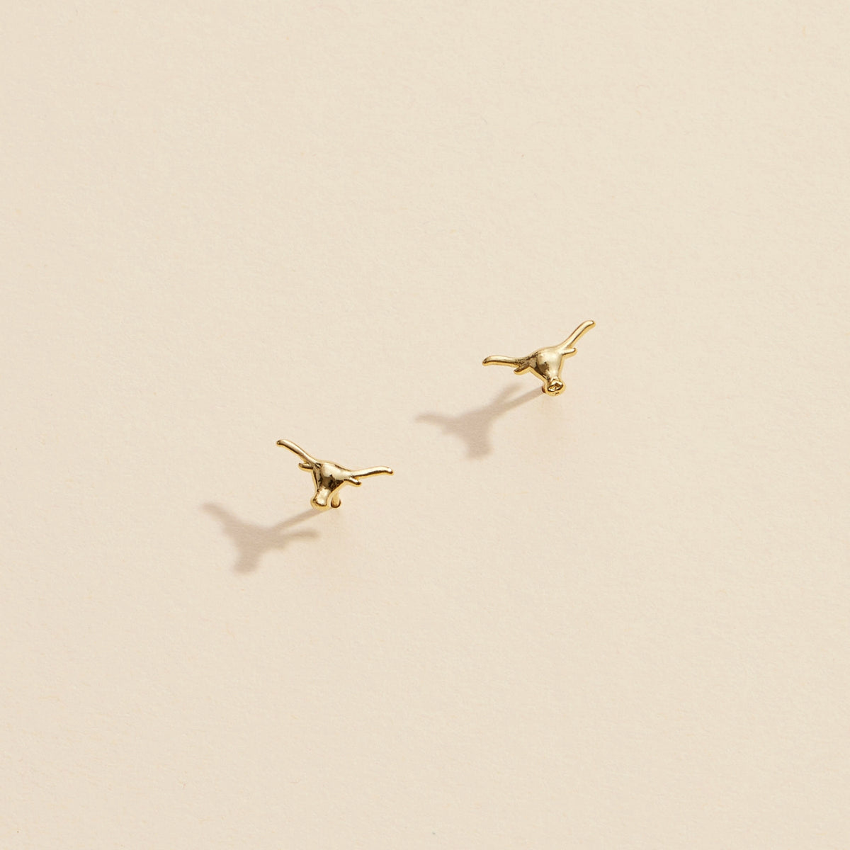 Bull Head Gold Dip Stud Earrings