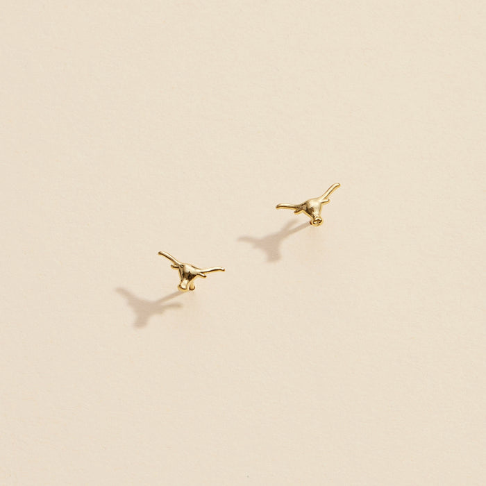 Bull Head Gold Dip Stud Earrings