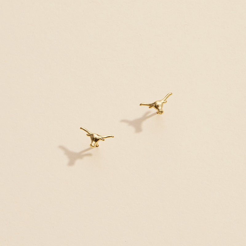Bull Head Gold Dip Stud Earrings