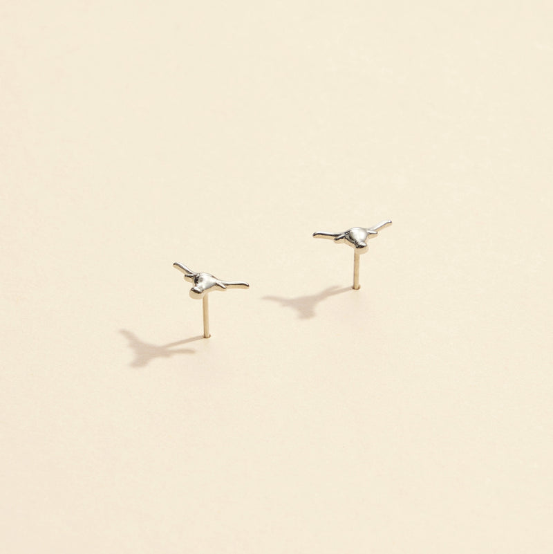 Bull Head Gold Dip Stud Earrings