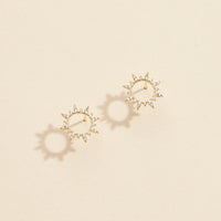 CZ Sunburst Gold Dip Stud Earrings
