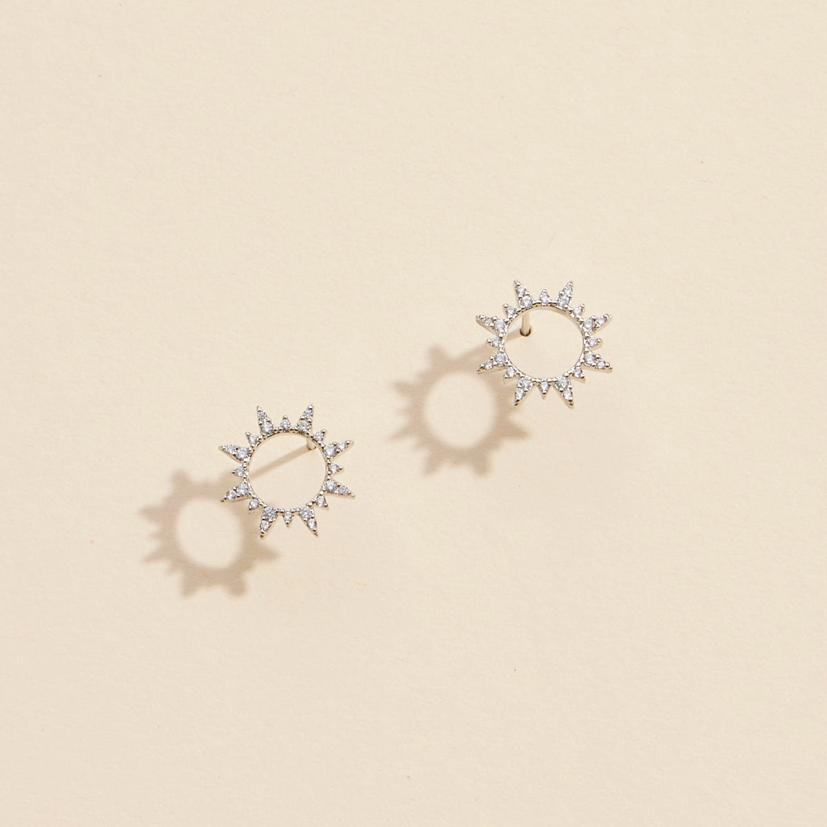CZ Sunburst Gold Dip Stud Earrings
