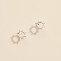 CZ Sunburst Gold Dip Stud Earrings