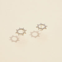 CZ Sunburst Gold Dip Stud Earrings