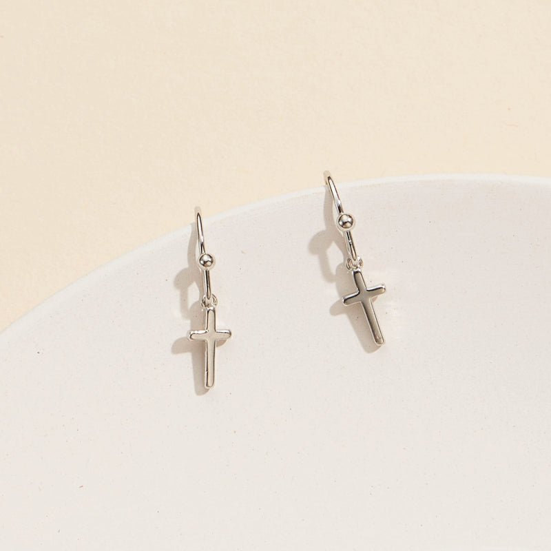 Cross Gold Dip Dangling Earrings