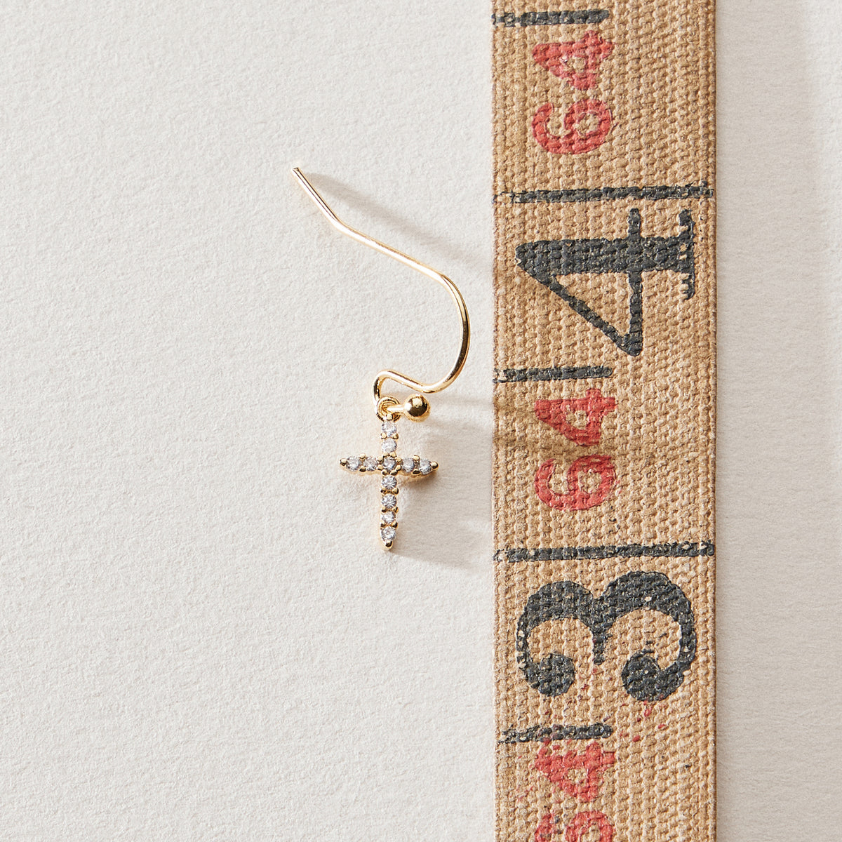 18K Gold Dipped CZ Cross Drop Earrings