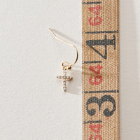 18K Gold Dipped CZ Cross Drop Earrings