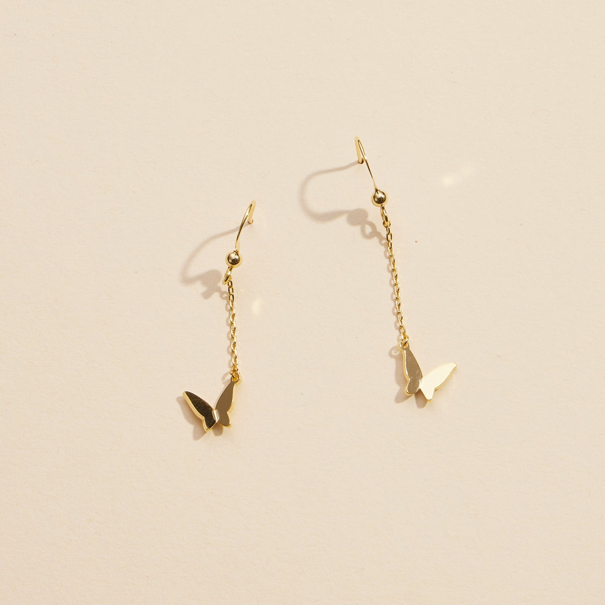 Butterfly Charm Gold Dip Dangling Earrings