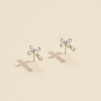 CZ Cross Gold Dip Stud Earrings