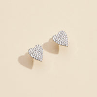 CZ Heart Gold Dip Stud Earrings