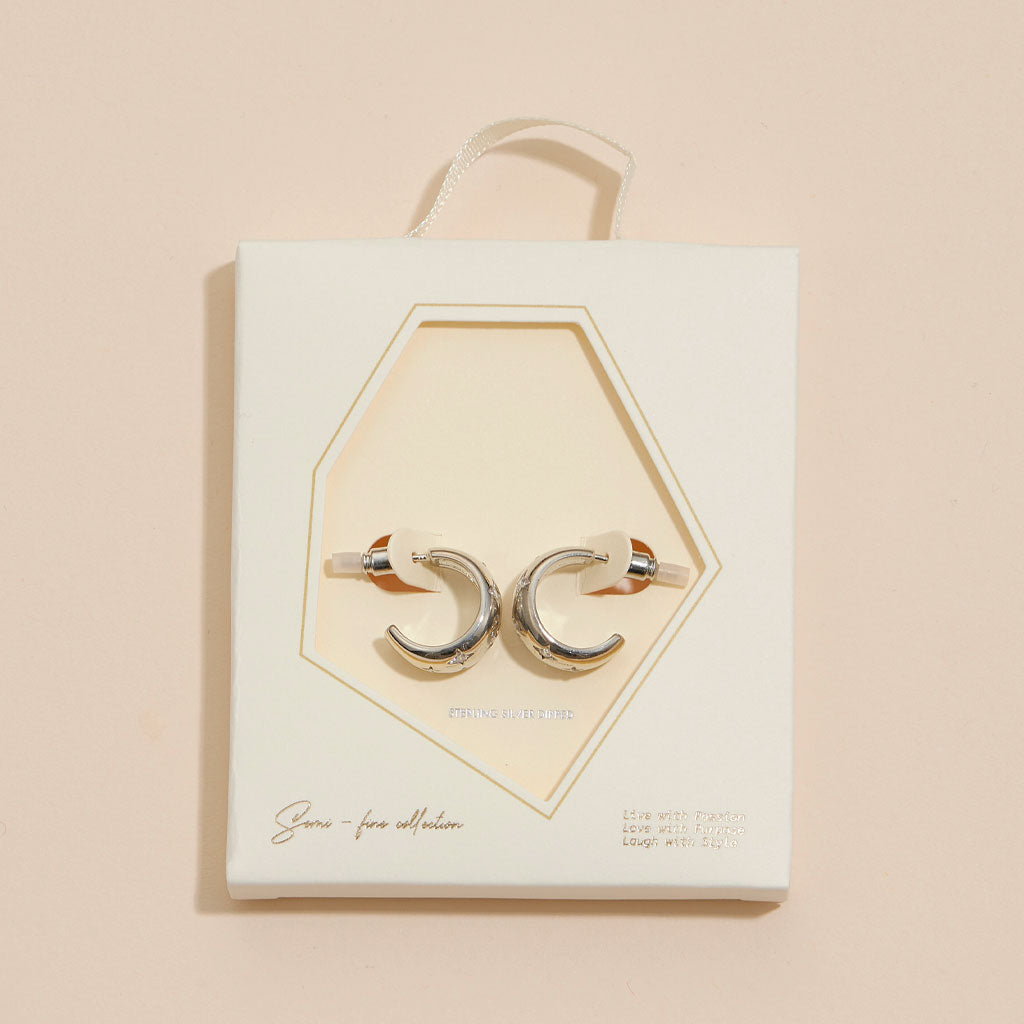 CZ Northern Star Huggie Earrings | 18K Gold Dipped