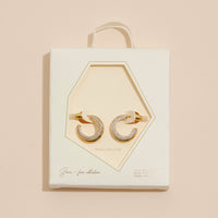 Layered 18K Gold Dip CZ Open Hoop Earrings