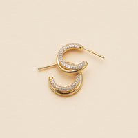 Layered 18K Gold Dip CZ Open Hoop Earrings