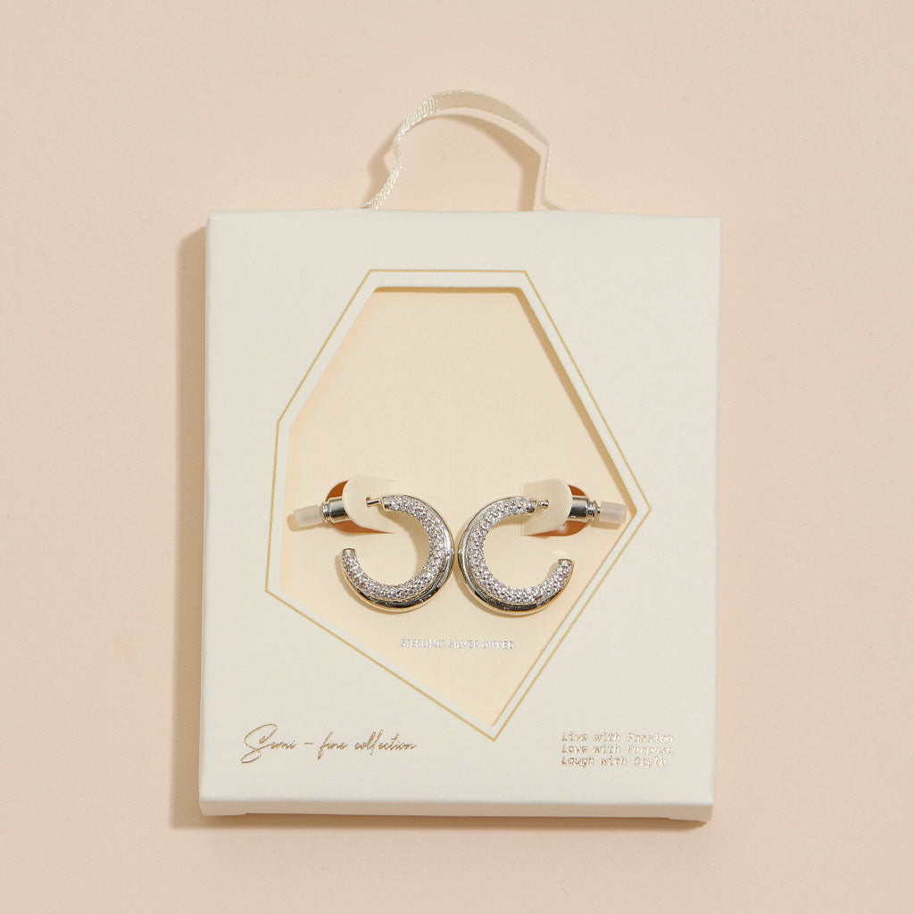 Layered 18K Gold Dip CZ Open Hoop Earrings