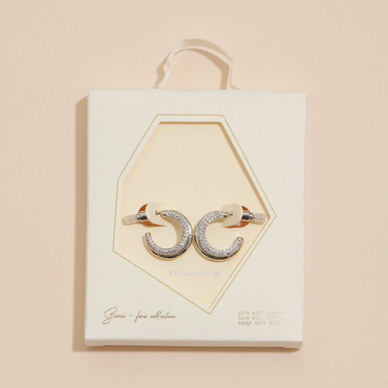 Layered 18K Gold Dip CZ Open Hoop Earrings