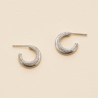 Layered 18K Gold Dip CZ Open Hoop Earrings