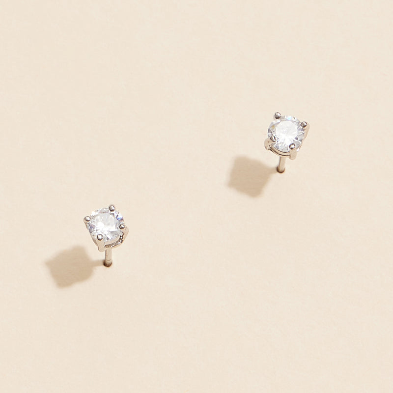 Gold and White Gold Stud Earrings with Sparkling Gemstones