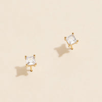 Square-Cut Gold and White Gold Stud Earrings