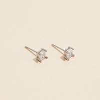 Square-Cut Gold and White Gold Stud Earrings