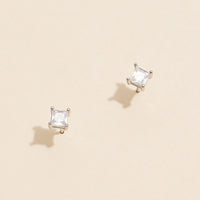 Square-Cut Gold and White Gold Stud Earrings