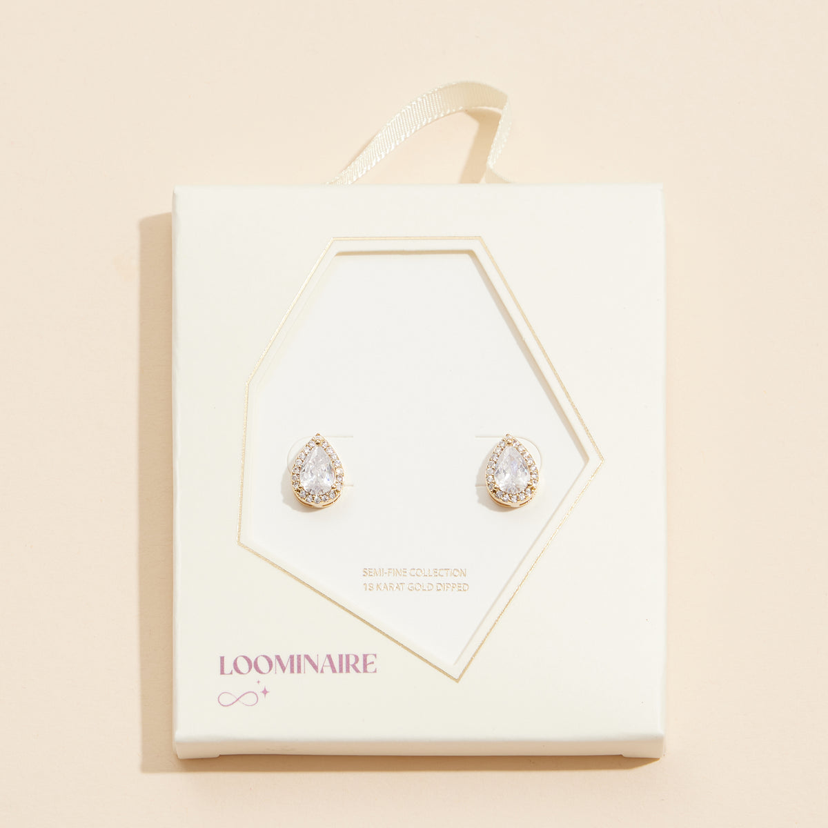 Pear-Shaped Gold Stud Earrings with Diamond Accents
