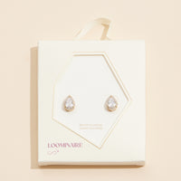 Pear-Shaped Gold Stud Earrings with Diamond Accents