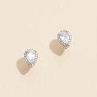 Pear-Shaped Gold Stud Earrings with Diamond Accents