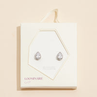 Pear-Shaped Gold Stud Earrings with Diamond Accents