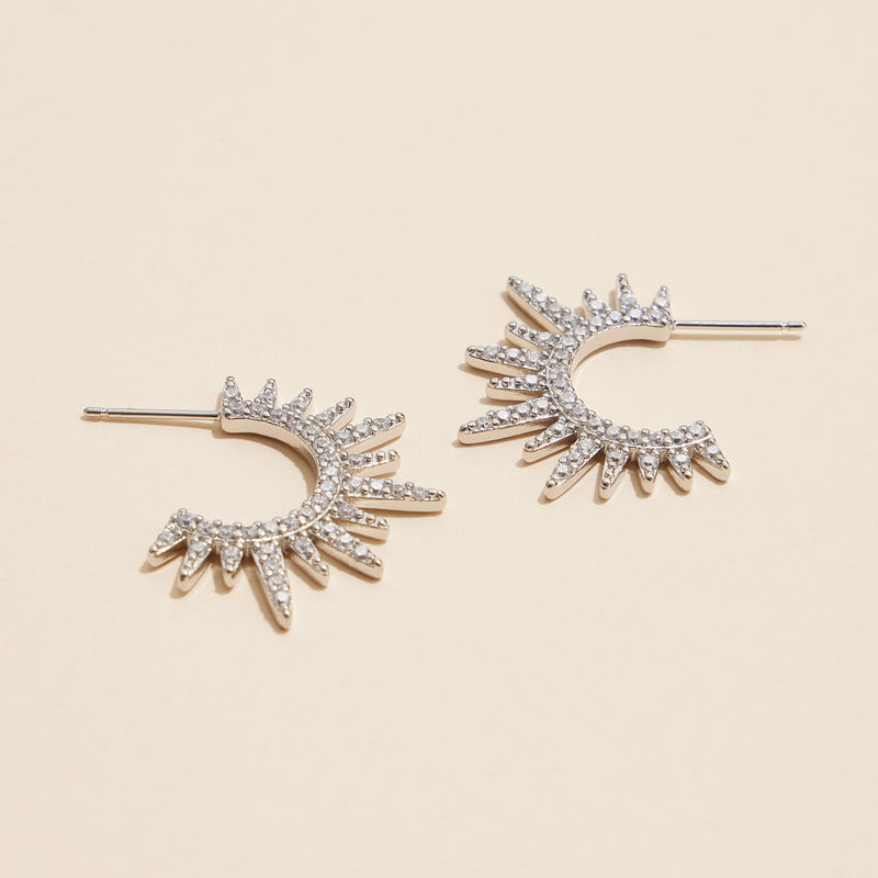Radiant Sunburst Gold Hoop Earrings with Sparkling Crystals