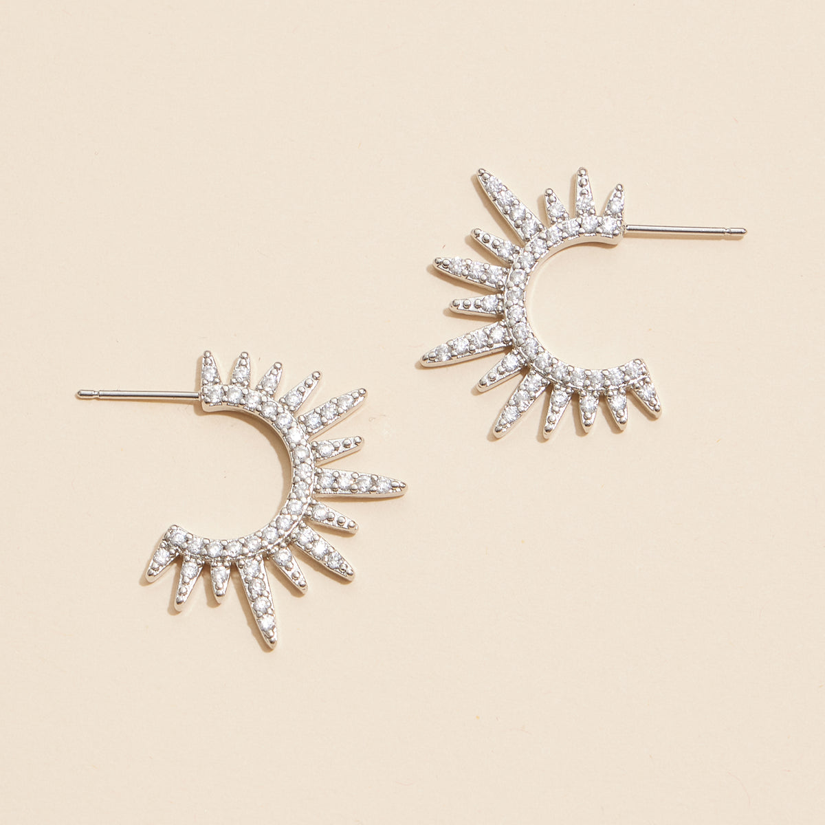 Radiant Sunburst Gold Hoop Earrings with Sparkling Crystals