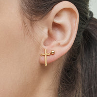 18K Gold Dipped Geometric Stud Earring Set – Hexagons, Circles, Triangles, and Crystal-Accented Designs