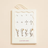 12-Piece Gold Earring Set – Star, Cactus, Cross & Western Charm Collection (18K Gold Dipped)