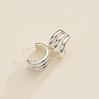 Small Chunky Triple-Ring Hoop Earrings – 18K Gold Dipped & Silver-Tone Bold Huggie Hoops