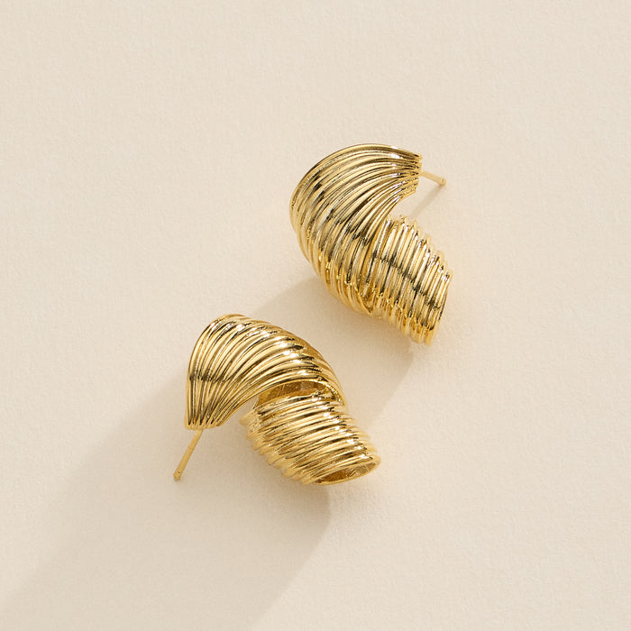 Gold-Dipped Spiral Hoop Earrings – Bold Ribbed Swirl Hoops in Gold & Silver - 18K Gold Dipped