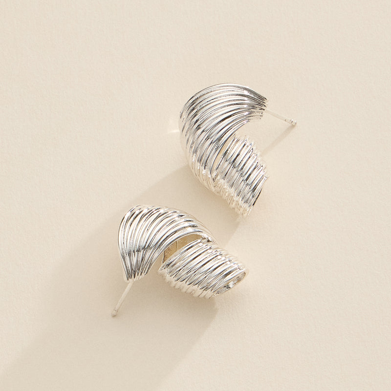 Gold-Dipped Spiral Hoop Earrings – Bold Ribbed Swirl Hoops in Gold & Silver - 18K Gold Dipped