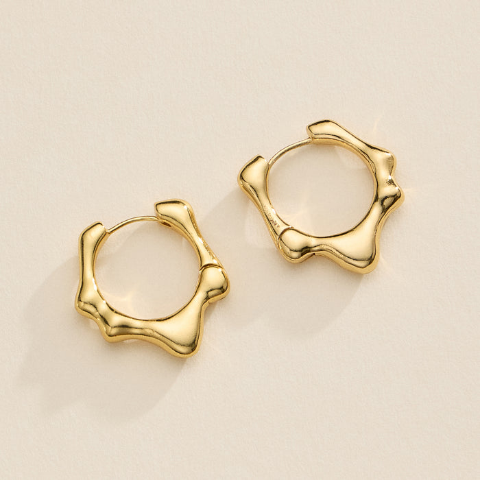 18K Gold-Dipped Organic Hoop Earrings – Sculptural Fluid Huggie Hoops